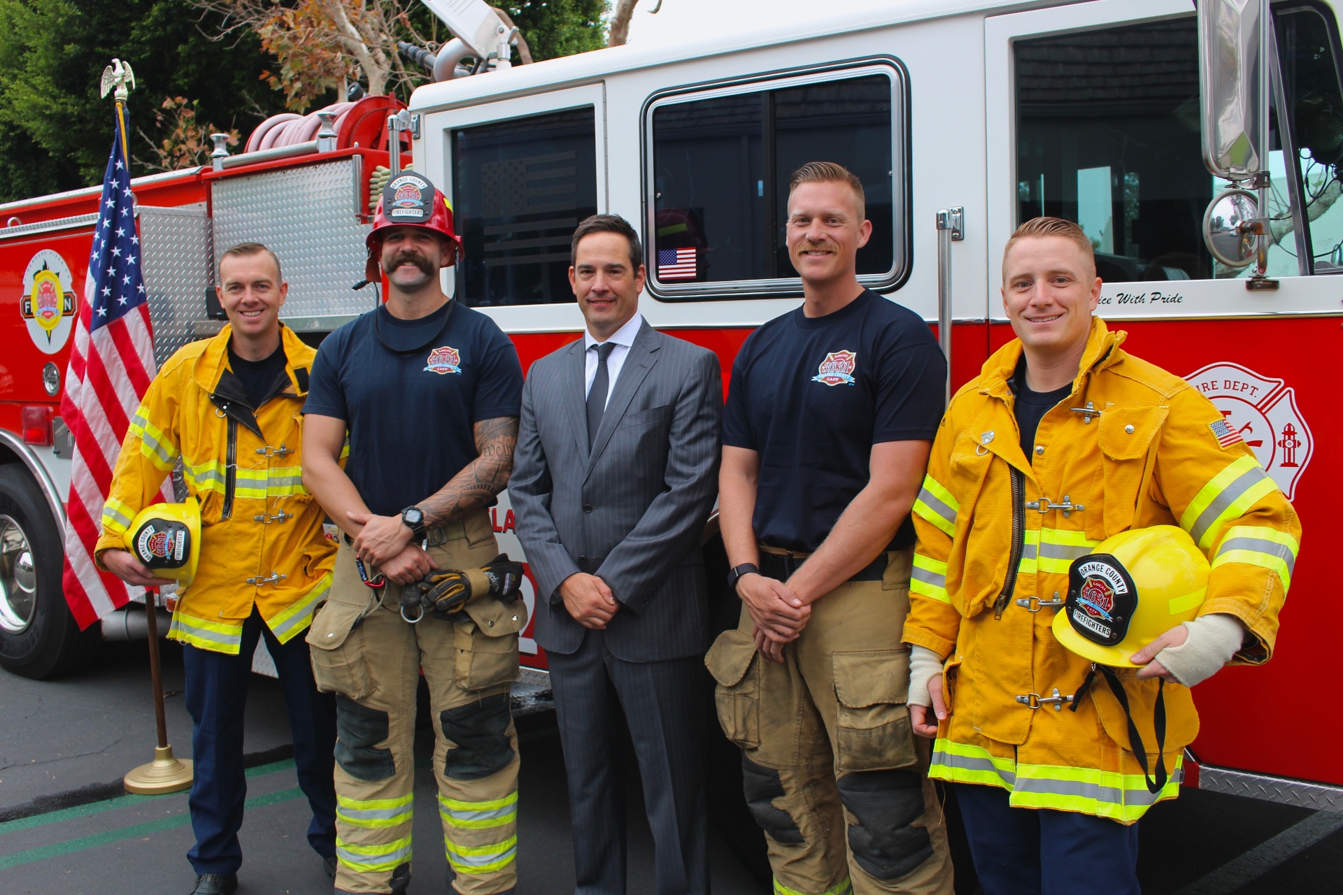 Ray Schnell with Orange County firefighters